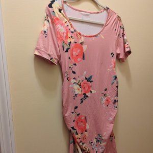 Maternity floral pink dress